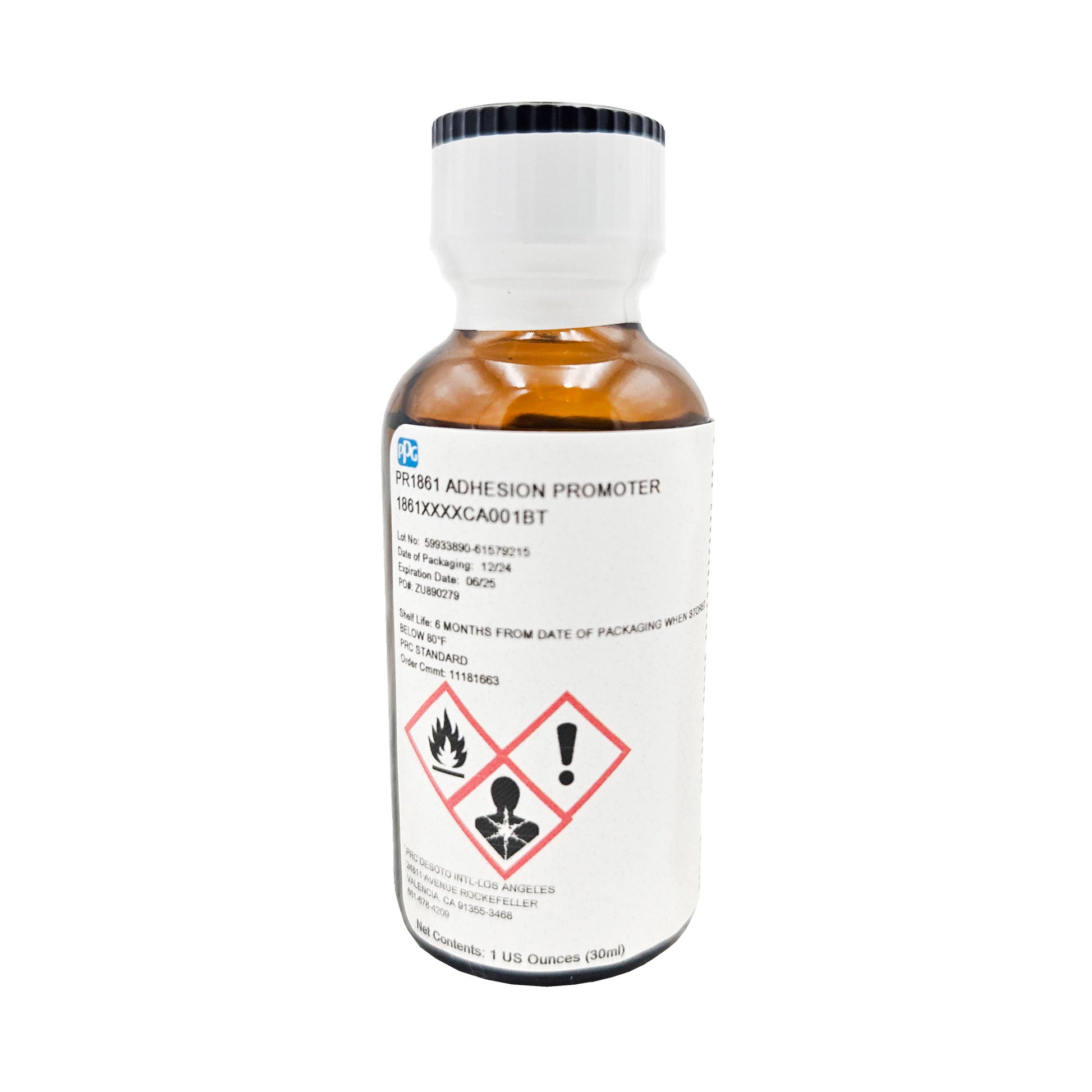 PRC DeSoto Promoter Adhesion 1 oz glass jar front view - PR1861-10Z, high-performance primer for aerospace applications