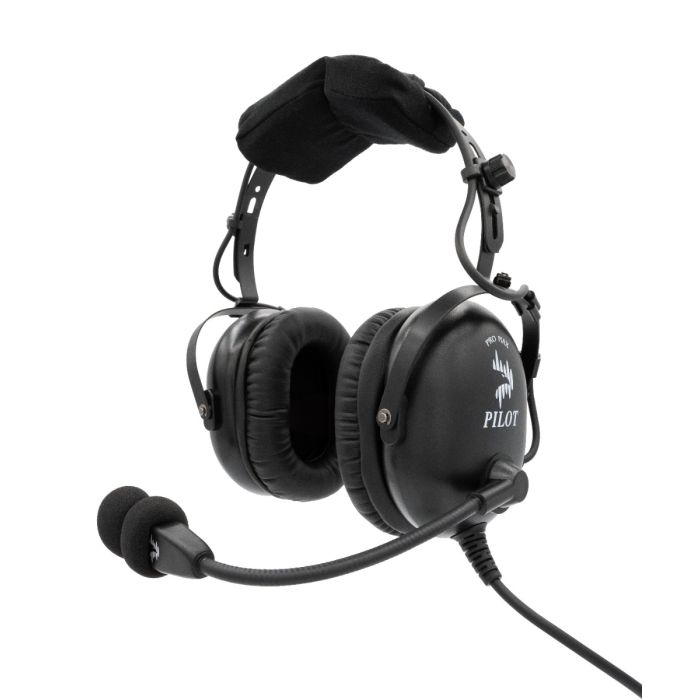 Pilot USA ProMax Passive Aviation Headset – angled view with microphone