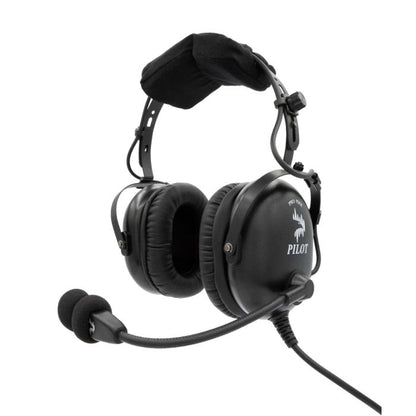 Pilot USA ProMax Passive Aviation Headset – angled view with microphone