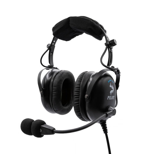 Pilot USA ProMax ANR Aviation Headset – angled front view with microphone