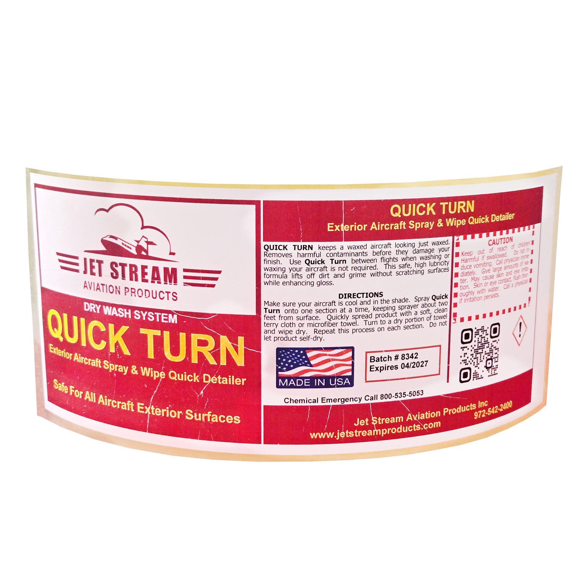 Jet Stream Quick Turn Detailing Spray – Close-Up of Front Label with Product Details