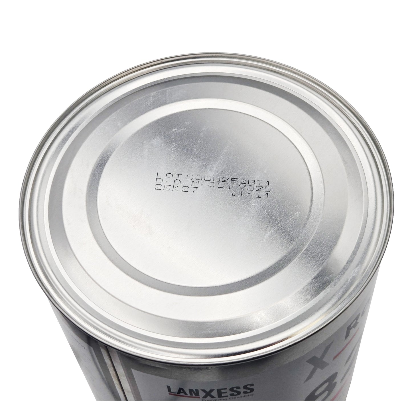 A close-up of the can's lid, showing a stamped LOT number and date information, including "D.O.M. OCT 2024" (Date of Manufacture October 2024).