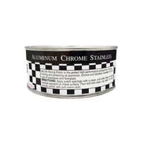 Back label of Met-All RP-8 Racing Polish 8oz can showing directions and ingredients