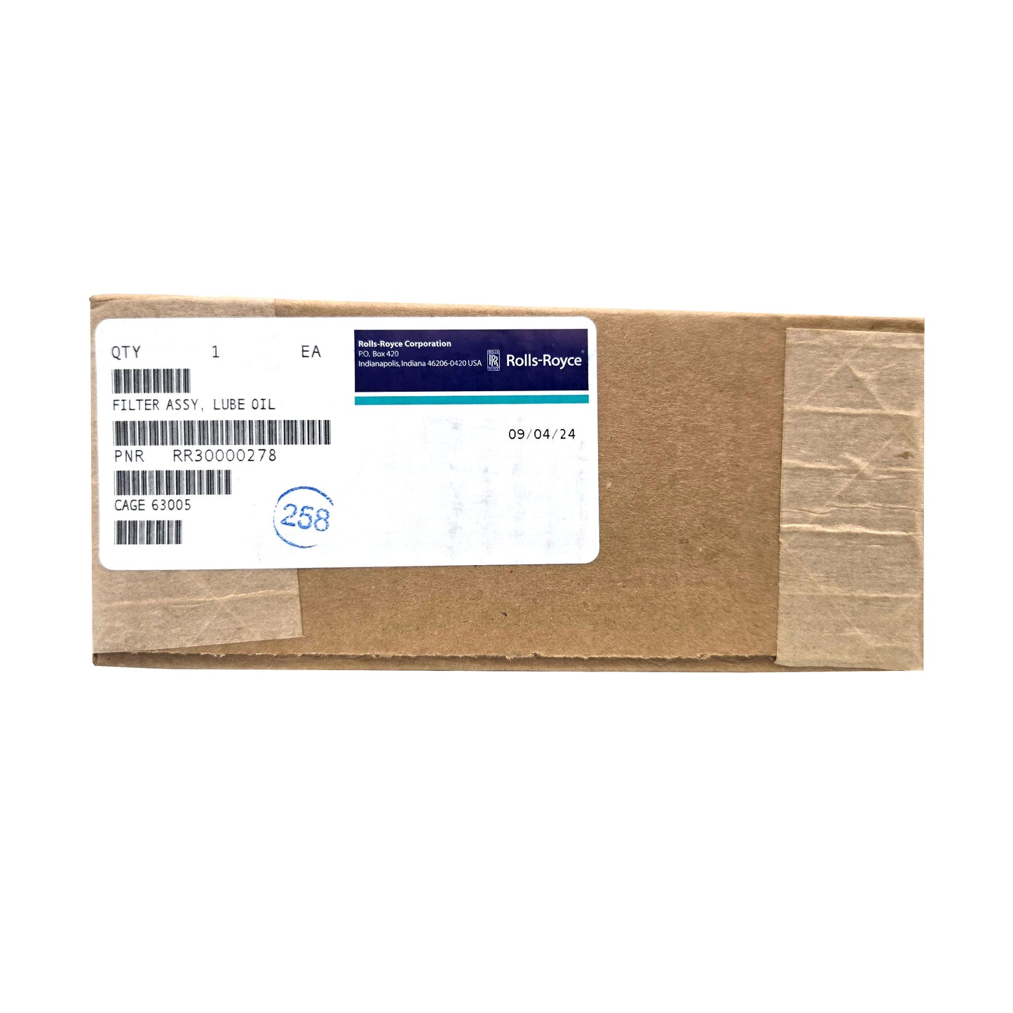 Rolls Royce R4 Oil Filter Element RR30000278 – Side Panel with Label Information