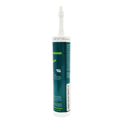 Side view of DOWSIL RTV-739 sealant cartridge showing barcode, UL recognized mark, ingredient list start, and use-by date stamp