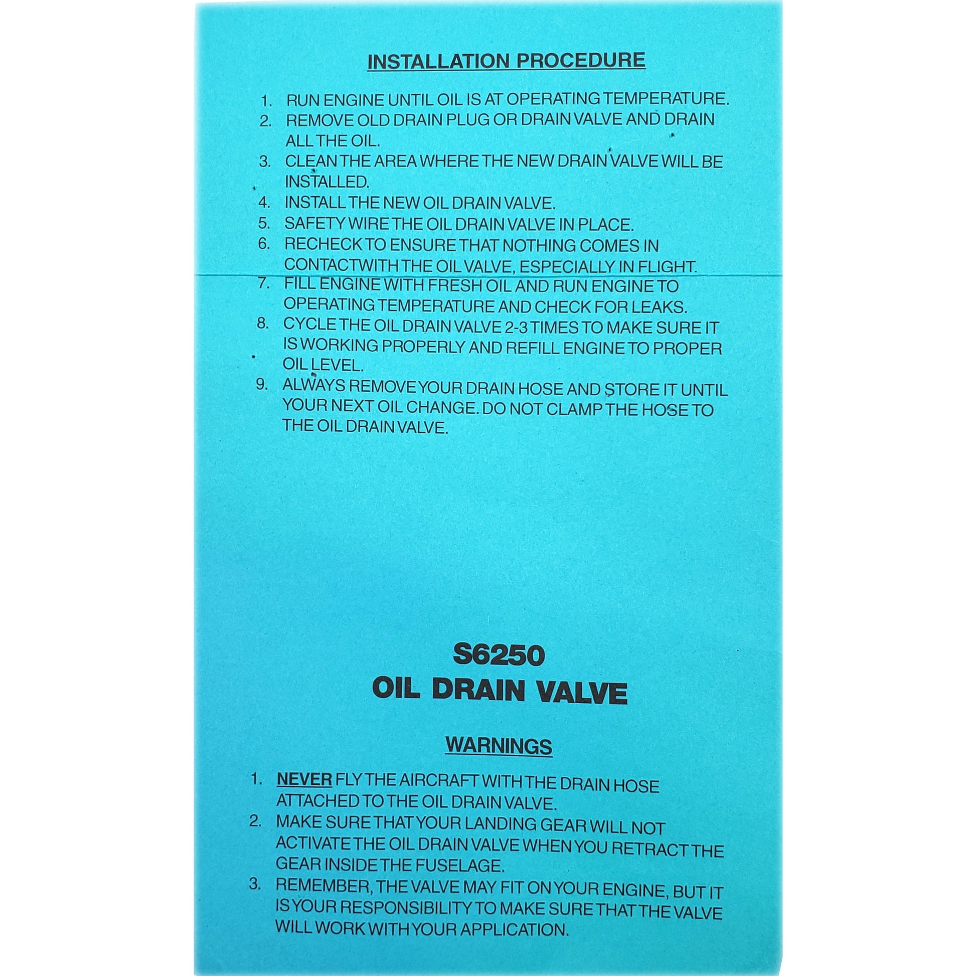 Saf-Air - Lock Open Oil Drain Valve, 5/8in-18 Npt | S6250, paper instructions two