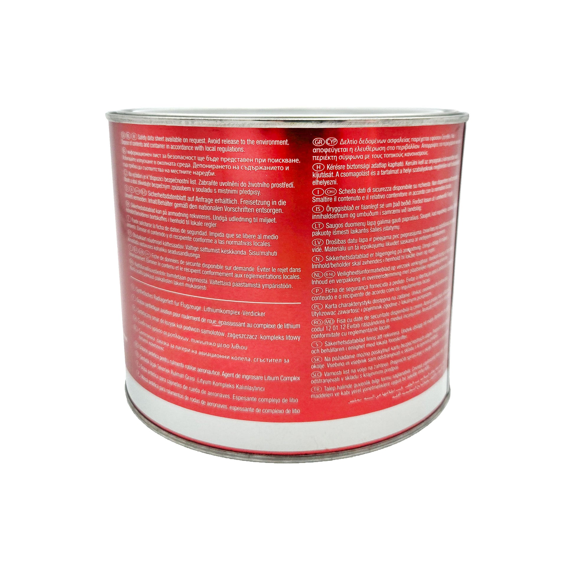 Mobil SHC 100 Synthetic Aviation Grease 4.4 lb can side view - durable aerospace grease for extreme conditions