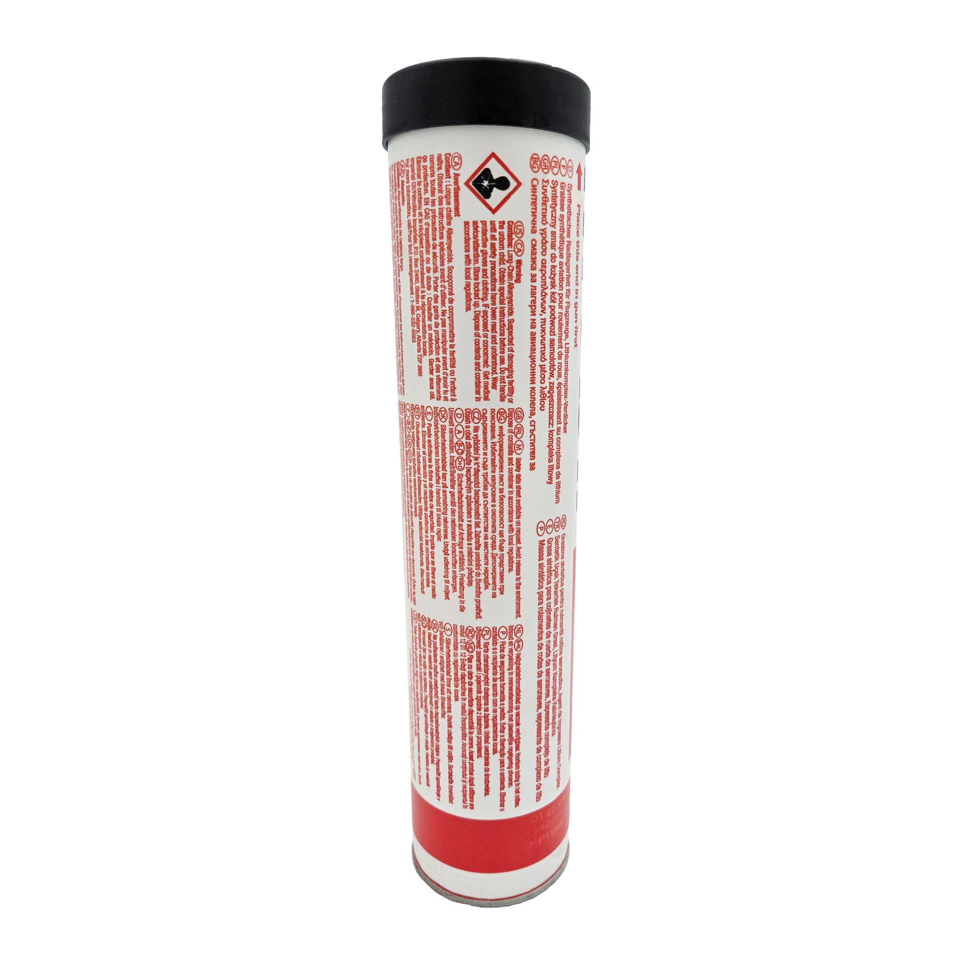 Mobil SHC 100 Synthetic Aviation Grease 13.4 oz tube side view - advanced lubricant for aerospace applications