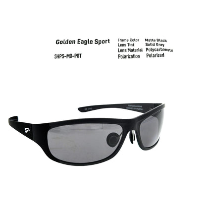 Golden Eagle Sport Sunglasses Z87 Matte Black with Polarized Solid Gray Tint - glare-reducing safety sunglasses