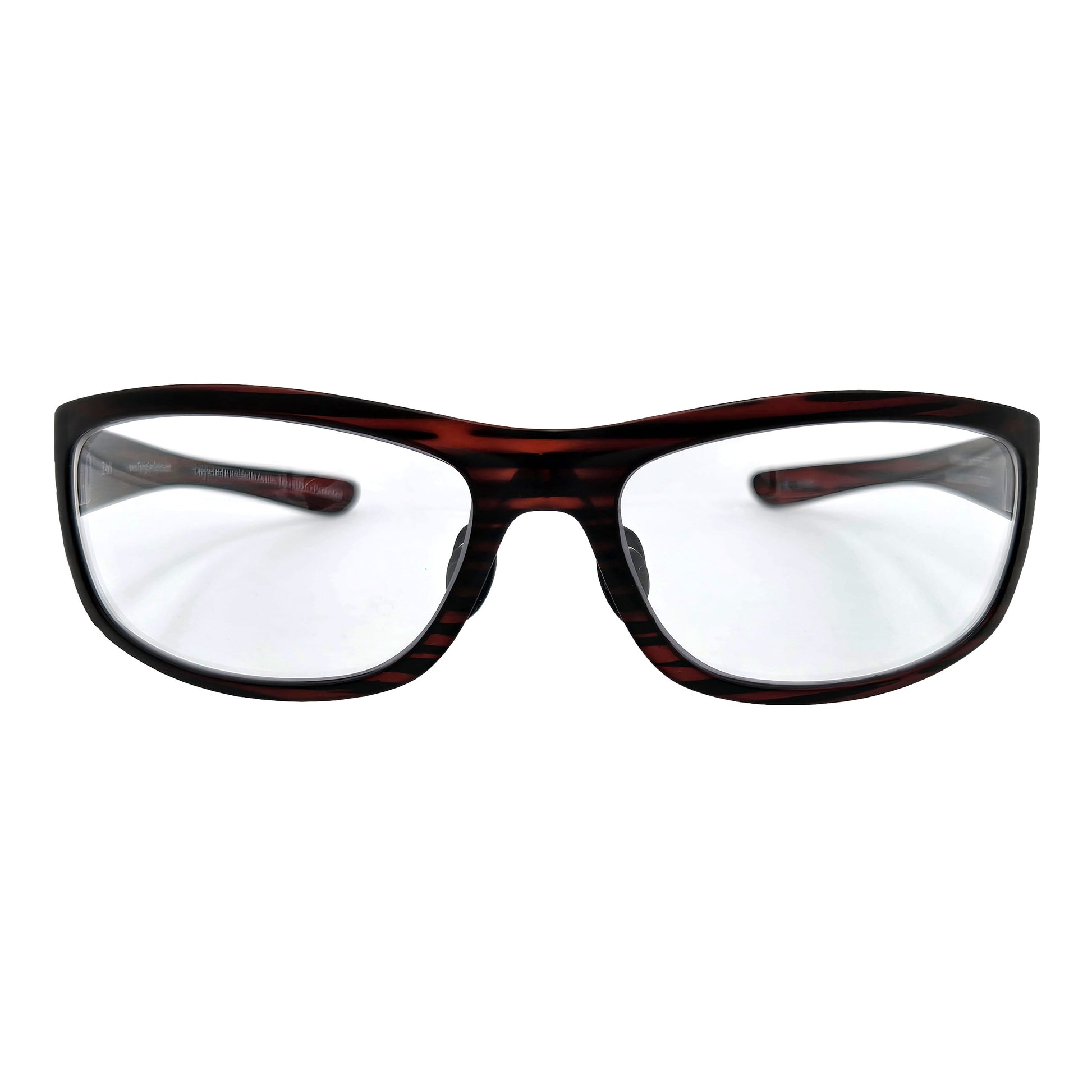 Golden Eagle Sport Sunglasses Z87 Satin Tortoise with Clear Lens front view - lightweight protective glasses for work and sport