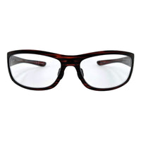 Golden Eagle Sport Sunglasses Z87 Satin Tortoise with Clear Lens front view - lightweight protective glasses for work and sport