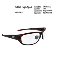 Golden Eagle Sport Sunglasses Z87 Satin Tortoise with Clear Lens - safety-rated eyewear for high visibility