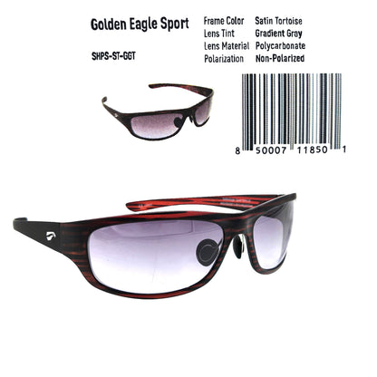Golden Eagle Sport Sunglasses Z87 Satin Tortoise with Gradient Gray Tint - stylish and protective large-frame eyewear