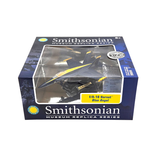 Smithsonian F/A-18 Hornet Blue Angels Model – Angled Front View in Packaging