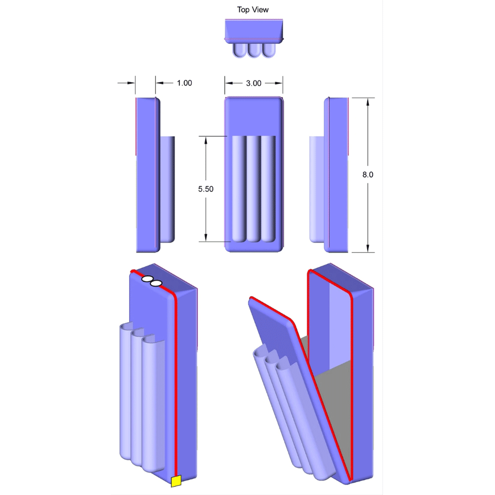 Size diagram of BrightLine Bags Side Pocket Charlie FLEX accessory pocket