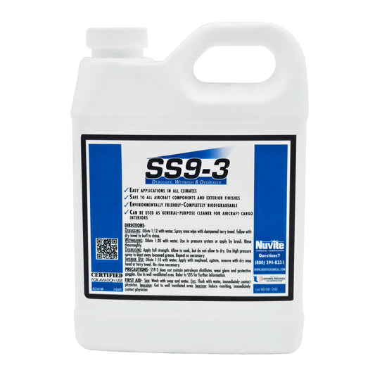 SS9-3 Wet Wash, Debugger, Degreaser 1-quart - multi-purpose aircraft cleaner for removing bugs, grease, and dirt