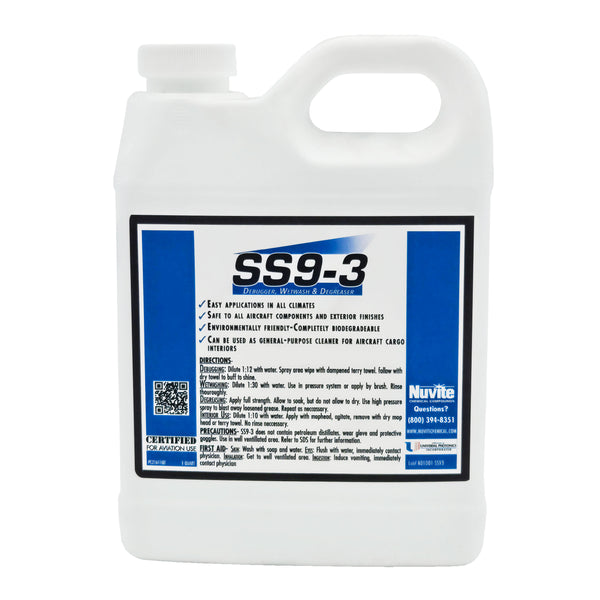 SS9-3 Wet Wash, Debugger, Degreaser 1-quart - multi-purpose aircraft cleaner for removing bugs, grease, and dirt