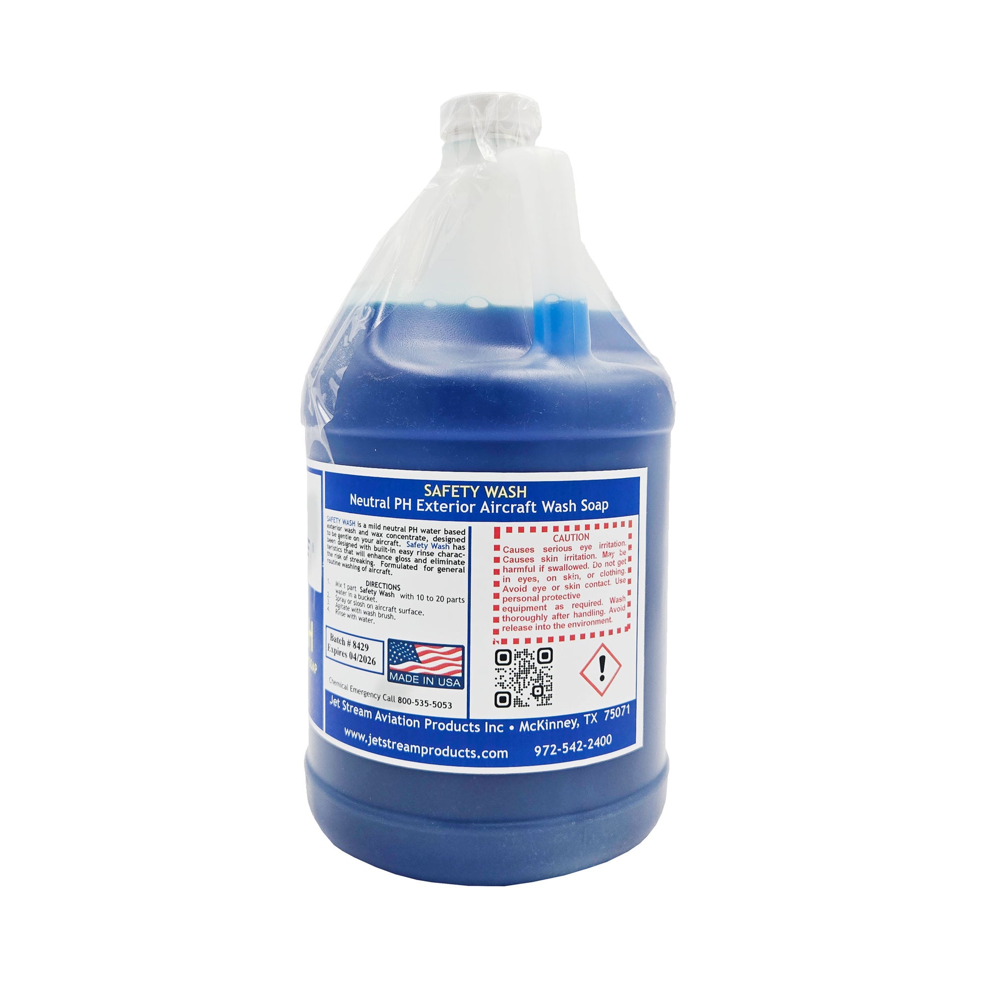 Jet Stream Safety Wash Aircraft Exterior Cleaner – Alternate Side View with Product Info