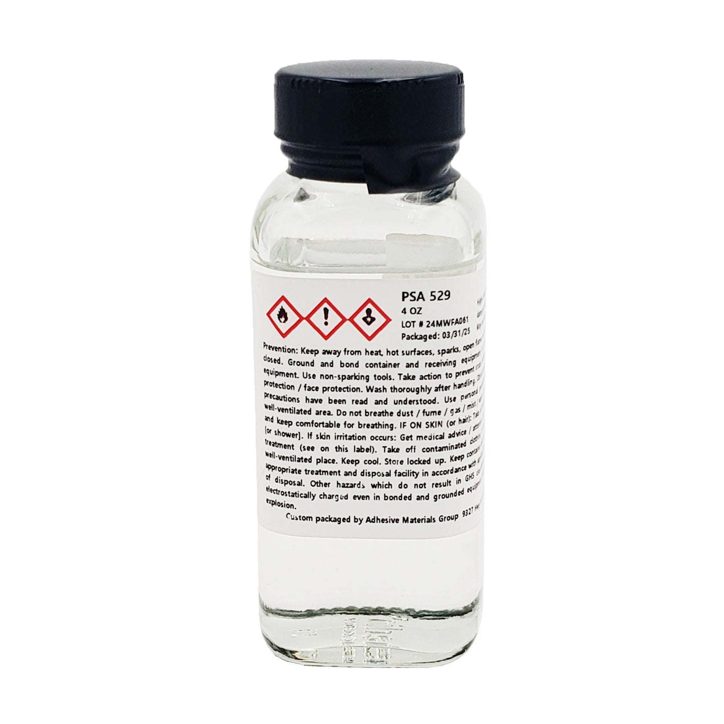 SilGrip PSA 529 silicone adhesive 4 oz bottle with hazard symbols.