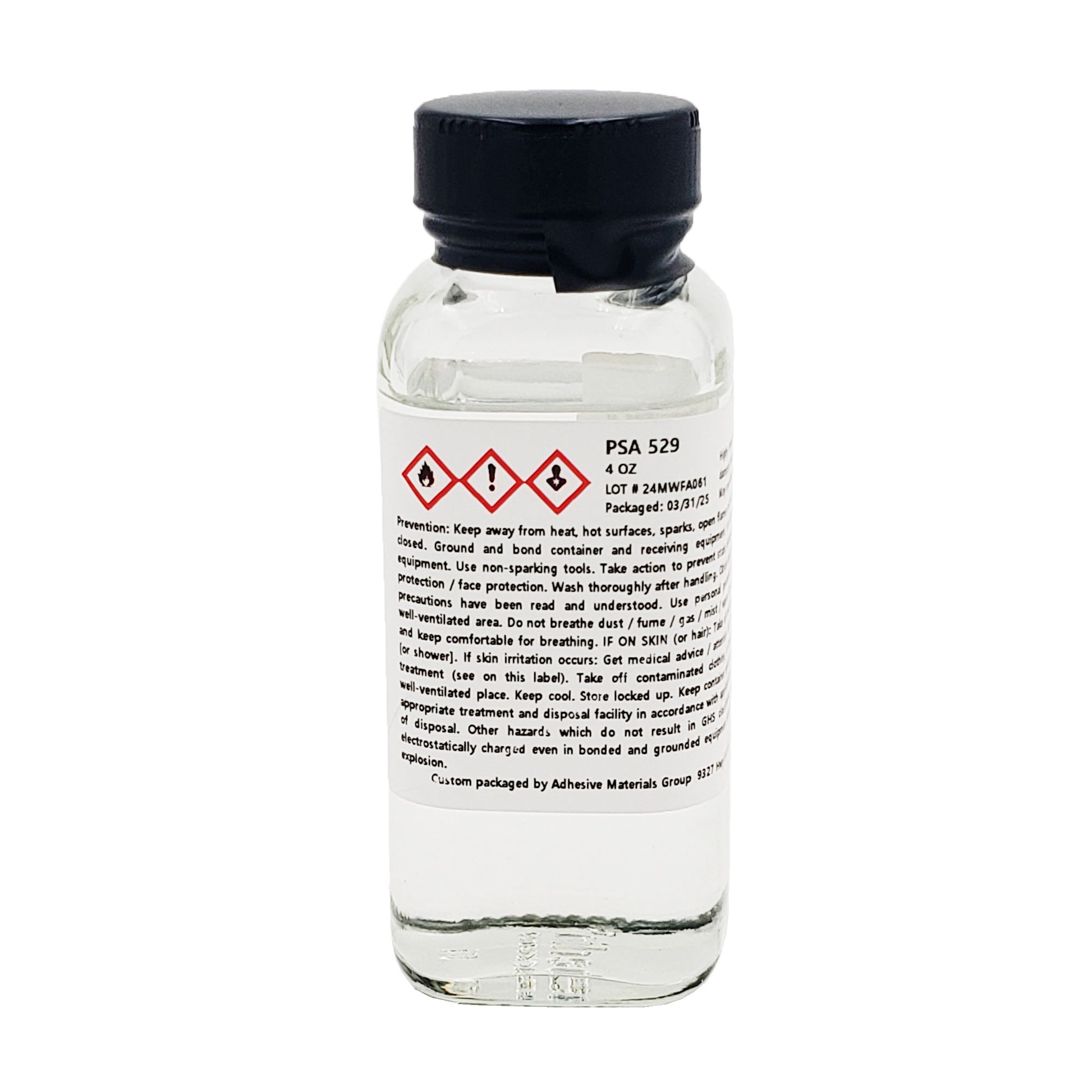 SilGrip PSA 529 silicone adhesive 4 oz bottle with hazard symbols.