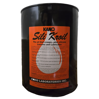 Kroil Penetrant with Silicone 5 gallon can front view - heavy-duty penetrating solvent for large-scale use