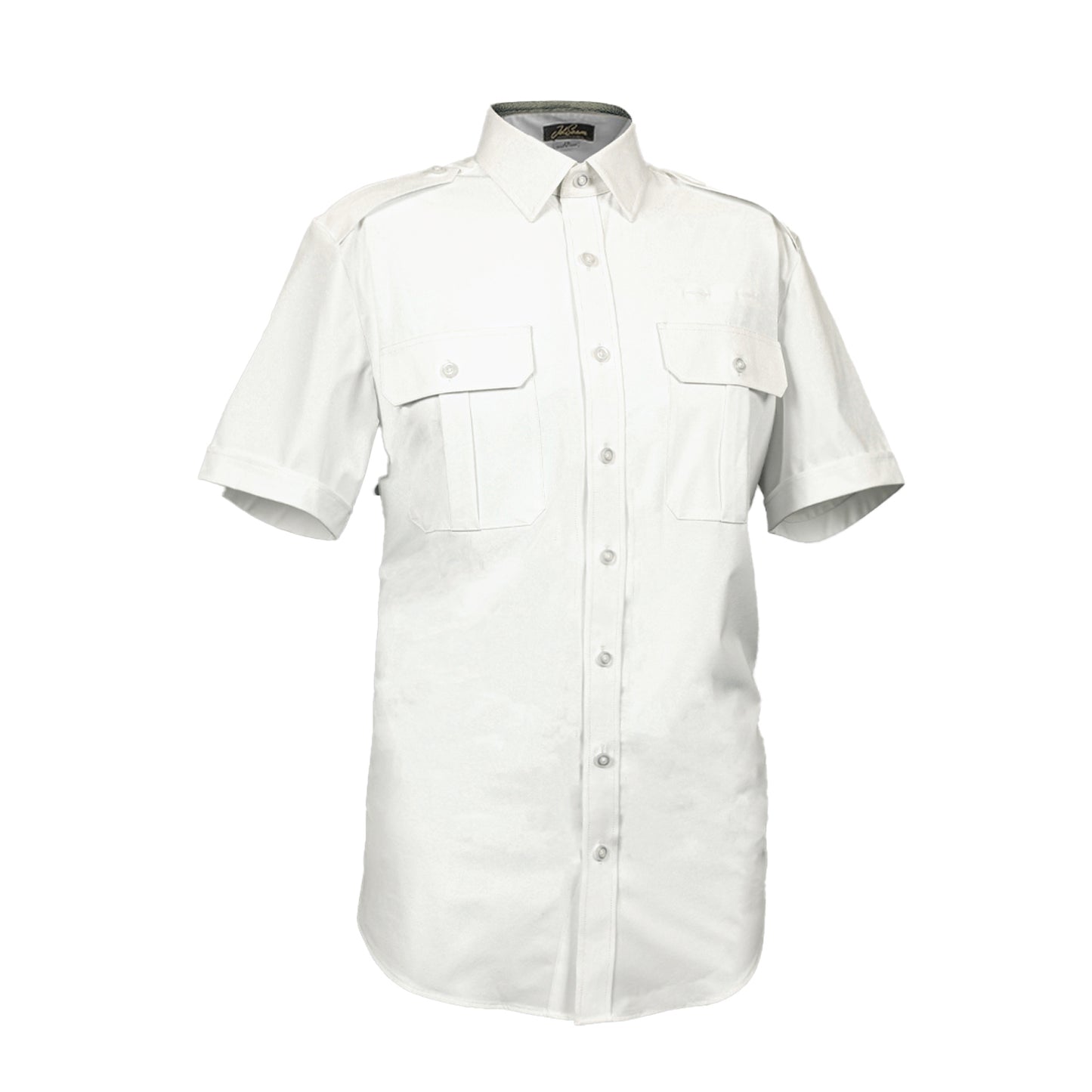 JetSeam Men's Pilot Shirt Silver Label Short Sleeve Front View – Wrinkle-Free Uniform