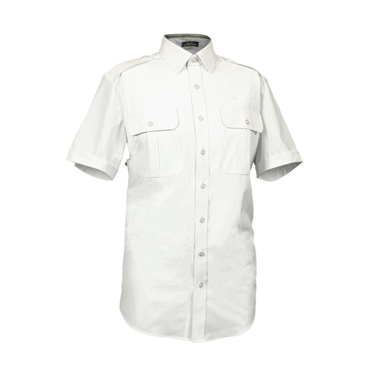 JetSeam Men's Pilot Shirt Silver Label Short Sleeve Front View – Wrinkle-Free Uniform