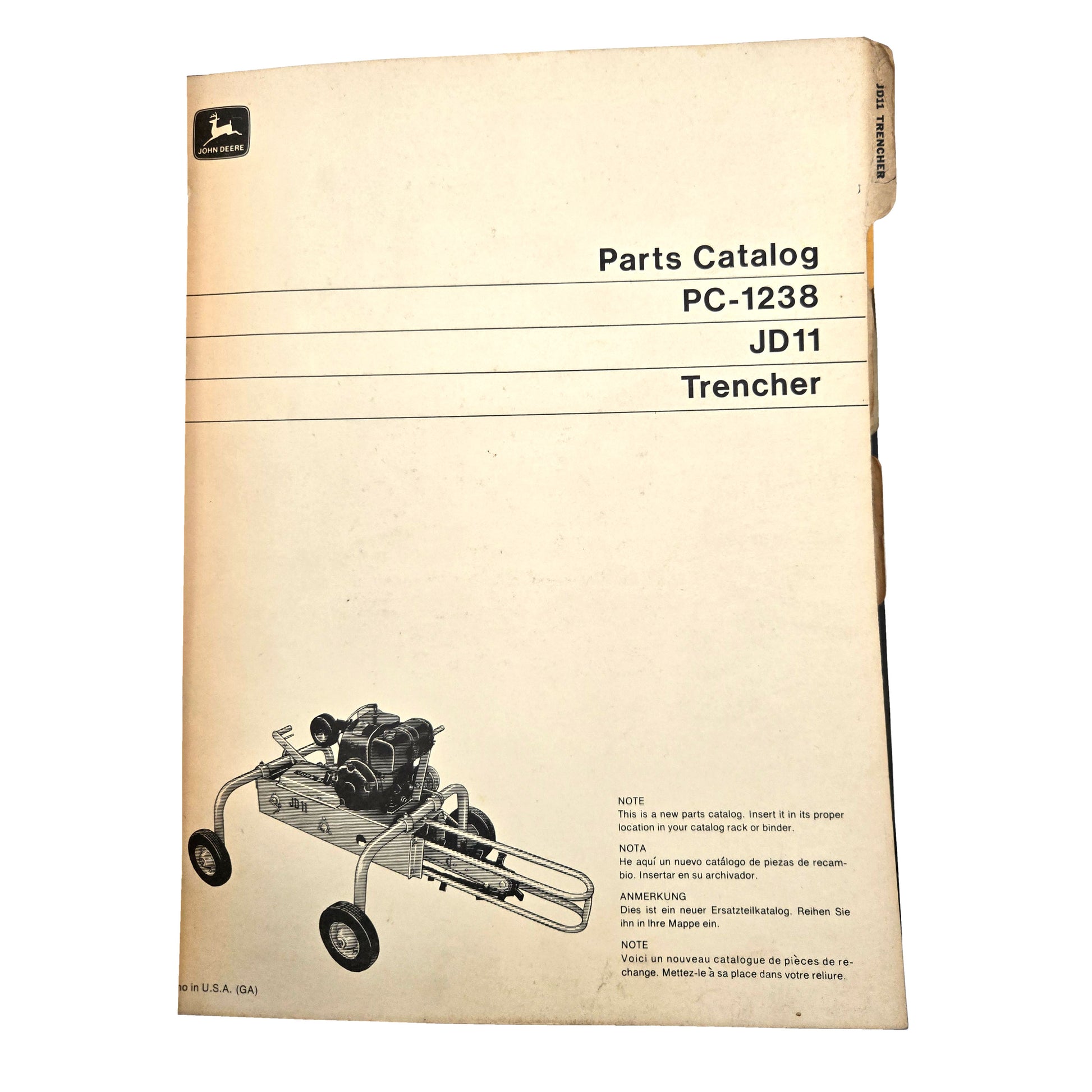 John Deere - Parts Catalog Binder | Parts Catalog PC-1238 JD-11 Trencher