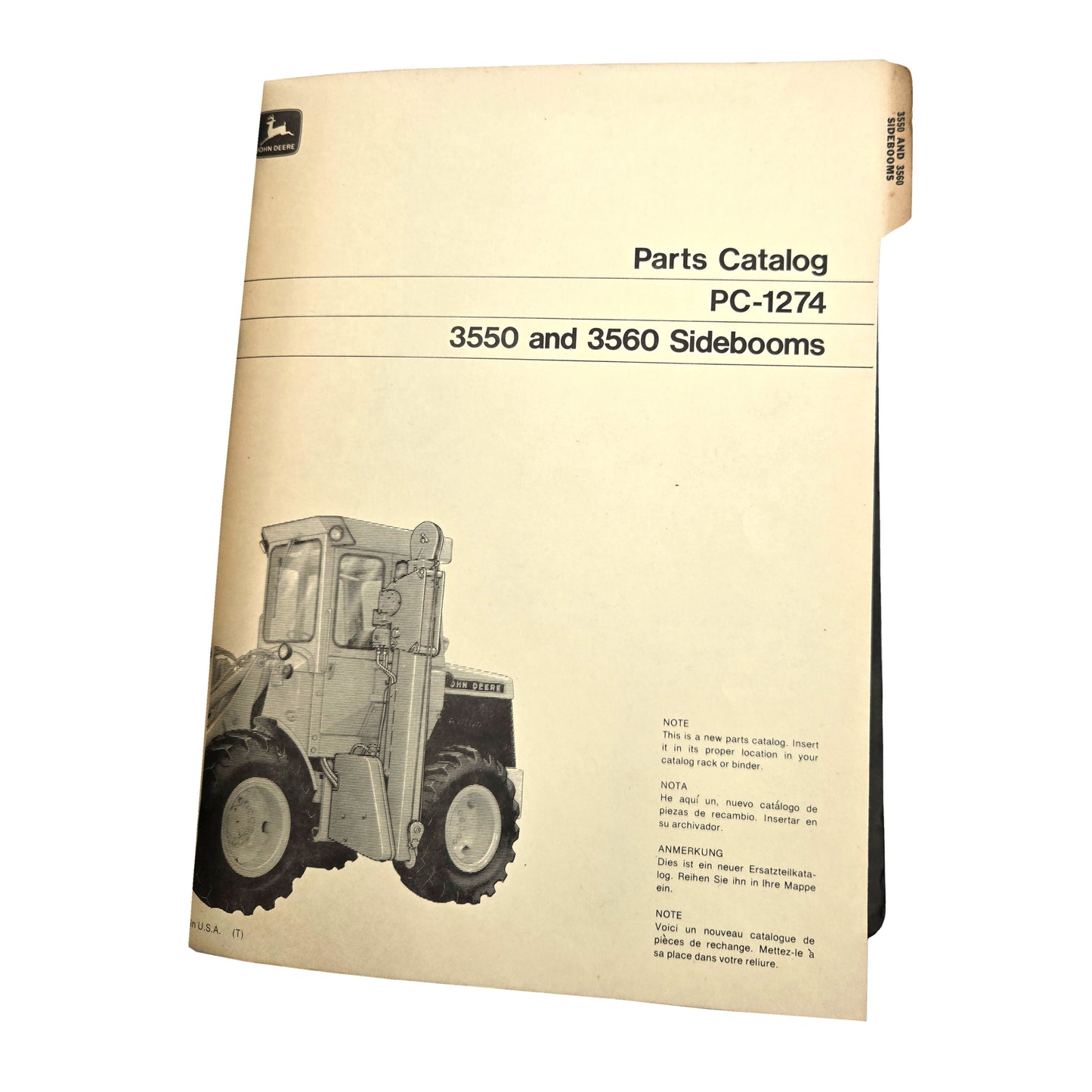 John Deere - Parts Catalog Binder | PC-1274 3550 and 3560 sidebooms