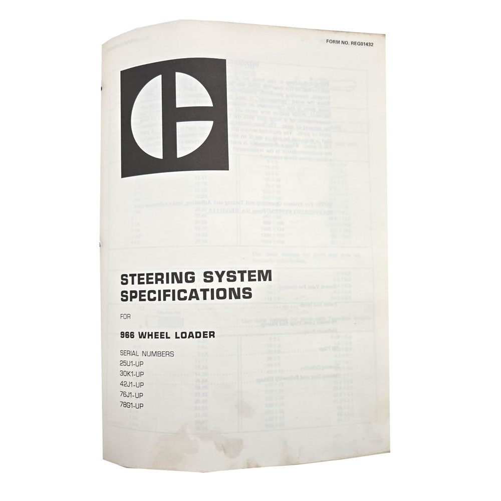 Cat Caterpillar 966C Wheel Loader Service Manual | 966 Wheel Loader: Steering System Specifications