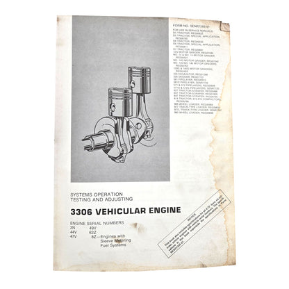 Cat Caterpillar 966C Wheel Loader Service Manual | 3306 Vehicular Engine: Systems Operation Testing and Adjusting