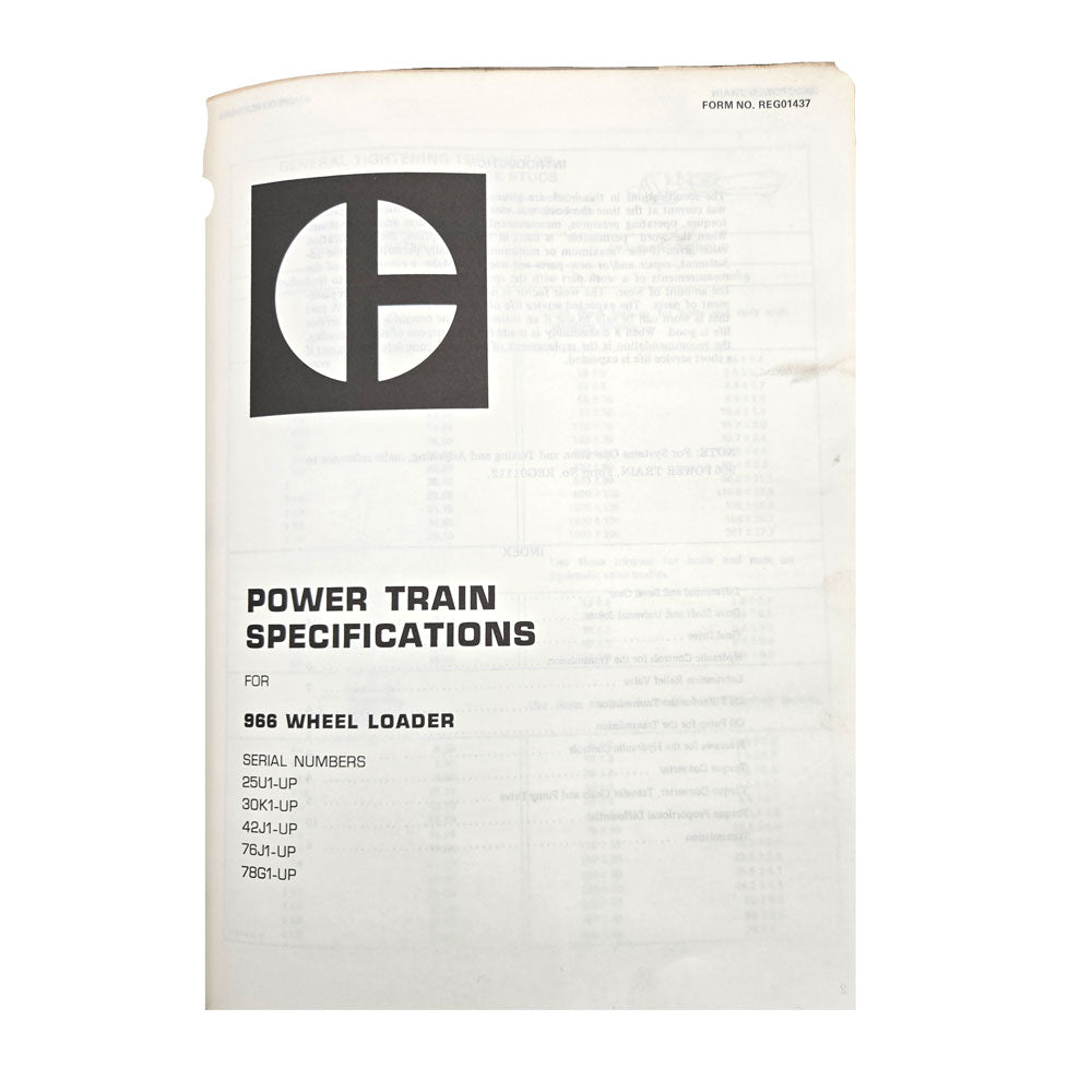 Cat Caterpillar 966C Wheel Loader Service Manual | 966: Specifications