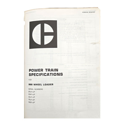 Cat Caterpillar 966C Wheel Loader Service Manual | 966: Specifications