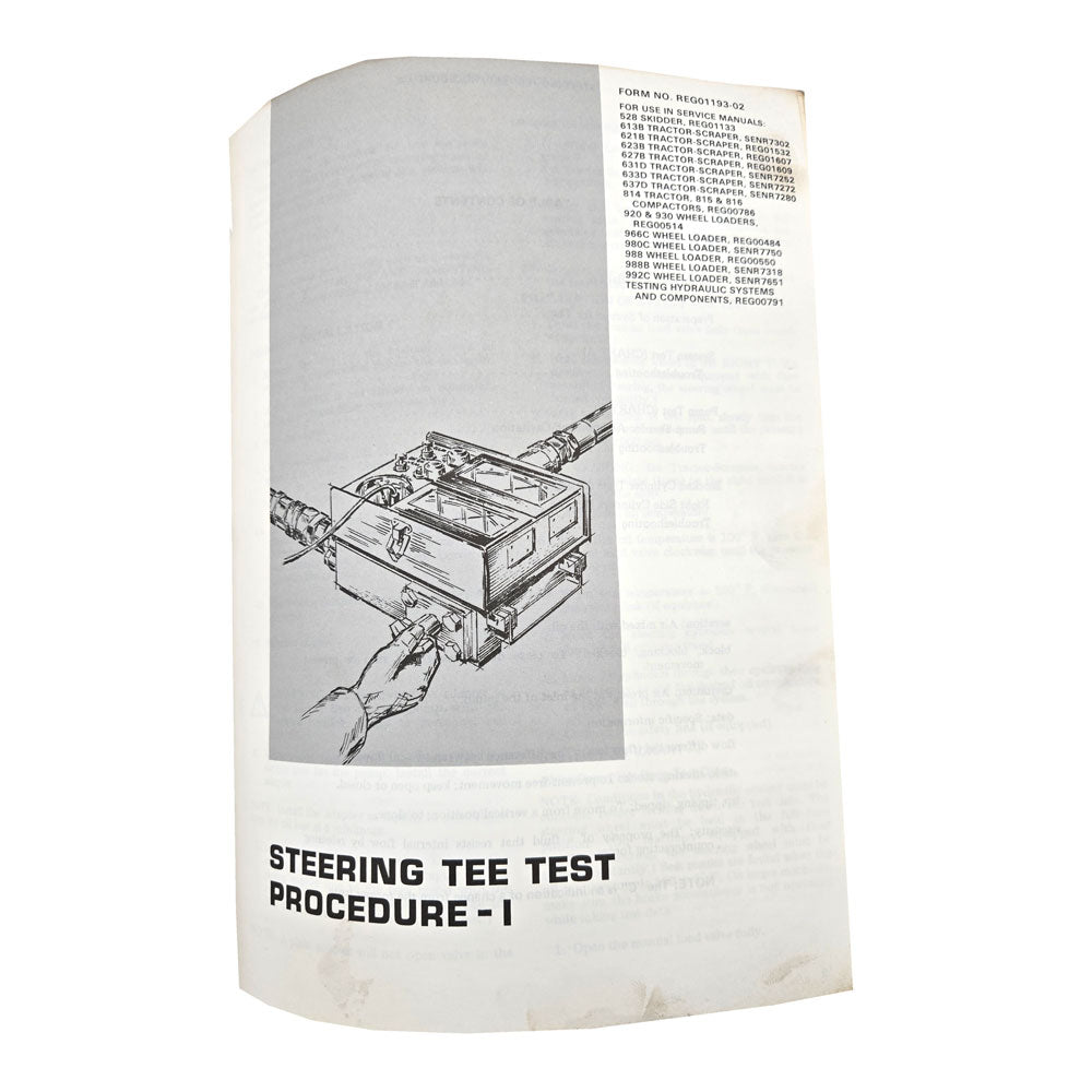 Cat Caterpillar 966C Wheel Loader Service Manual | Steering Tee Test Procedure - I