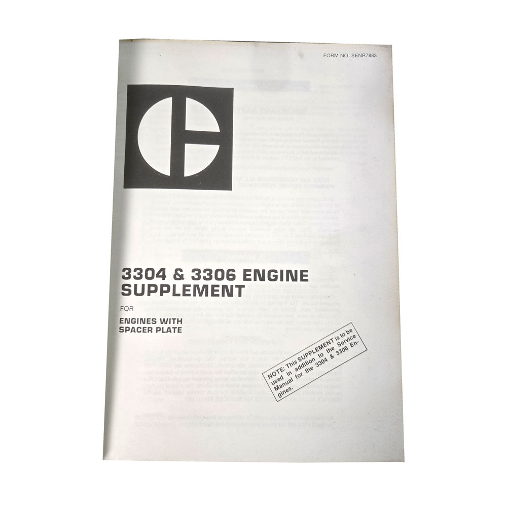 Caterpillar Cat 966 Wheel Loader Service Manual 30K 25U 42J 76J 78G Series | 3304 & 3306 Engine Supplement: Engines with Spacer Plate