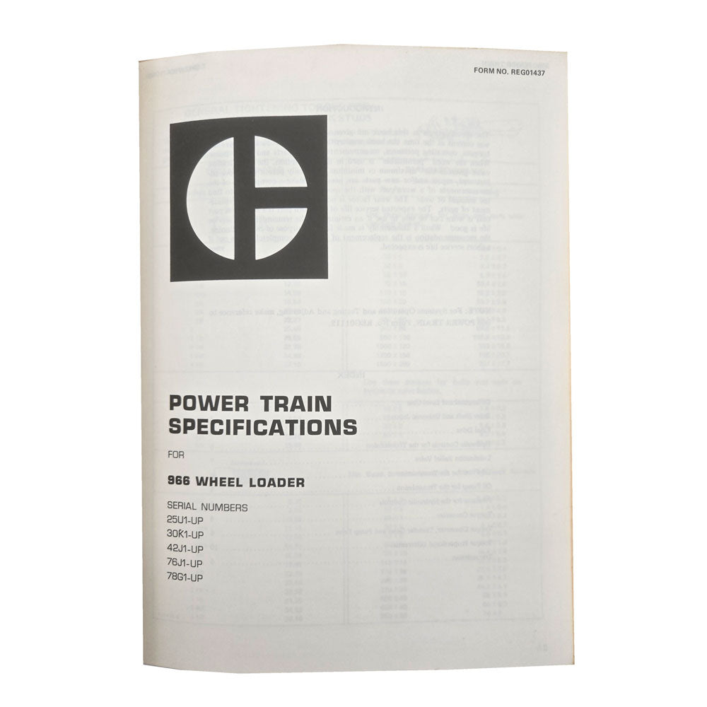 Caterpillar Cat 966 Wheel Loader Service Manual 30K 25U 42J 76J 78G Series | 966 Wheel Loader: Specifications