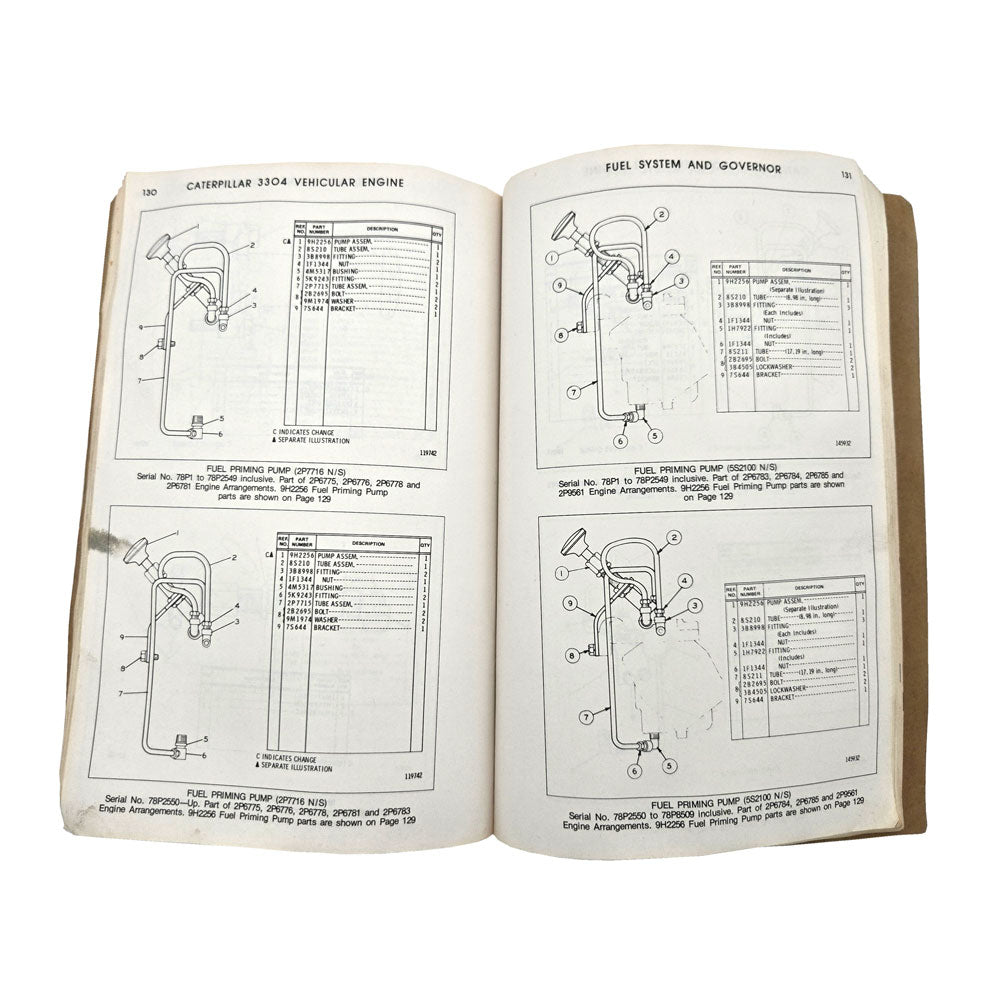CAT Caterpillar 3304 Engine Parts Book Manual