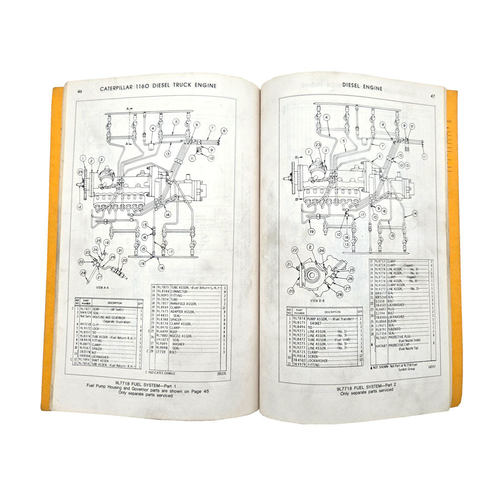 CAT Caterpillar 1160 Truck Engine Parts Book Manual