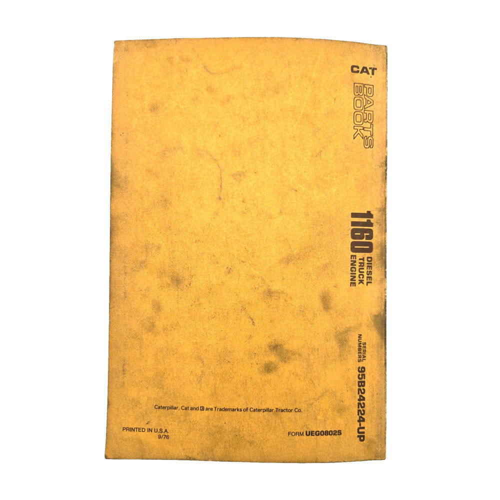 CAT Caterpillar 1160 Truck Engine Parts Book Manual