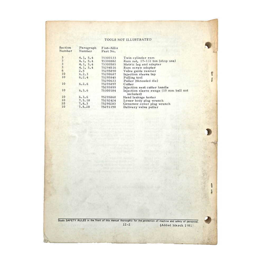 Fiat Allis 8065 Engine Service Manual