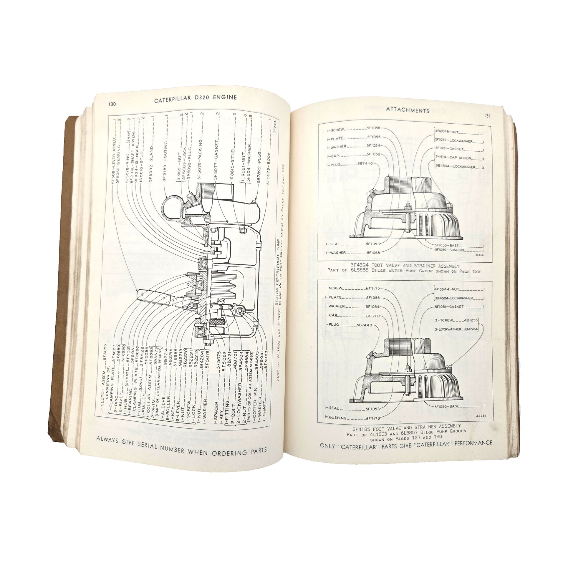 Cat Caterpillar D320 Engine 63B1802-UP Parts Book Manual | Book A