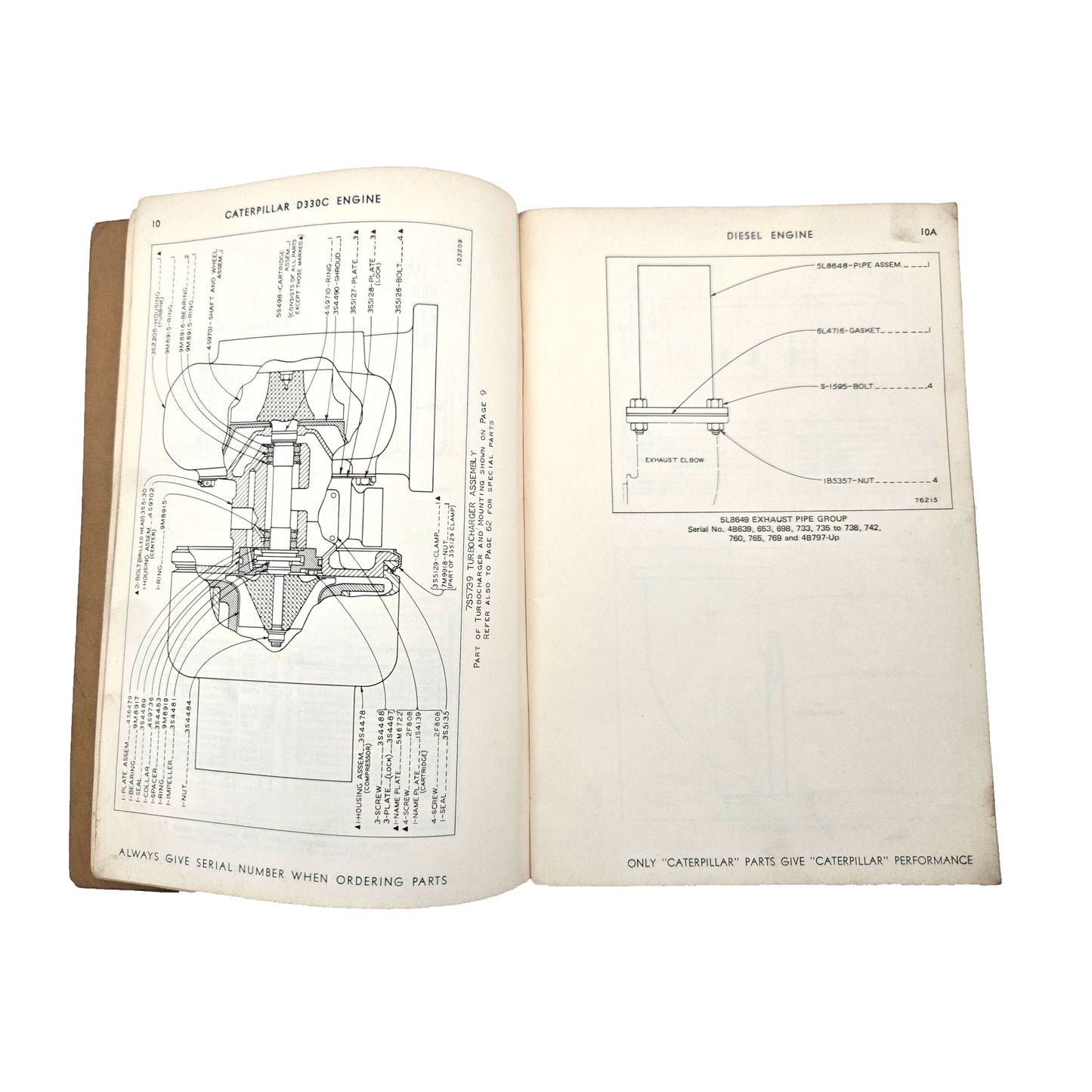 Cat Caterpillar D330C Engine 4B1-UP Parts Book Manual
