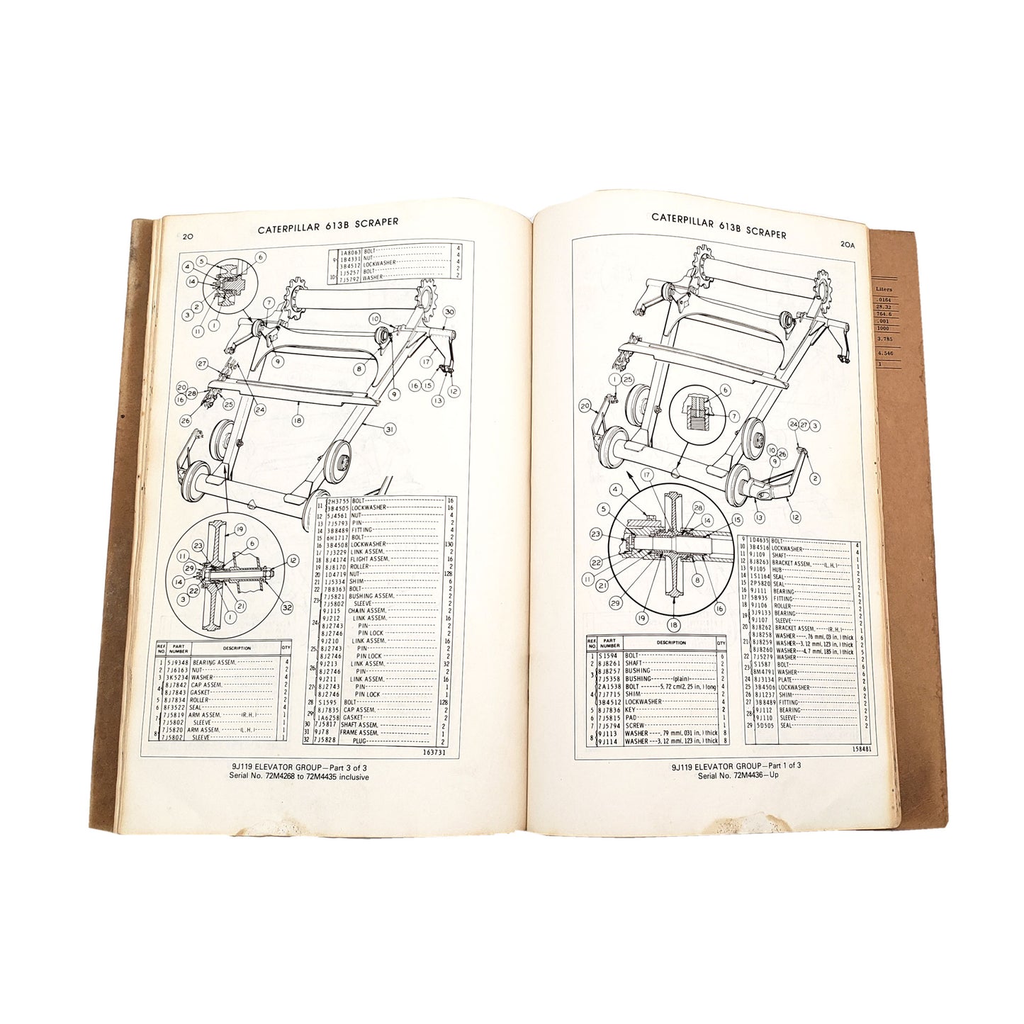 Cat Caterpillar 613B Parts Book Manual 72M4268-UP
