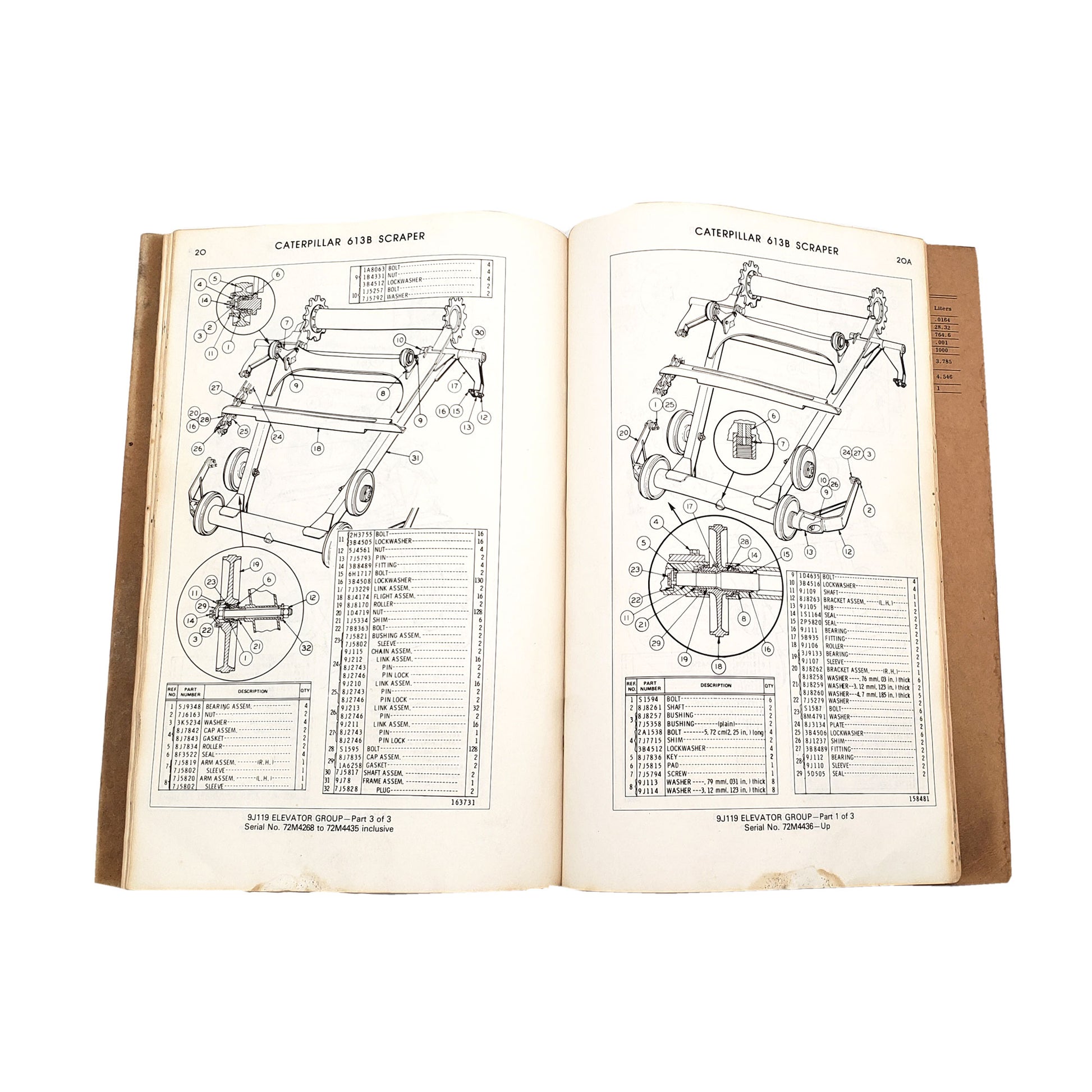 Cat Caterpillar 613B Parts Book Manual 72M4268-UP