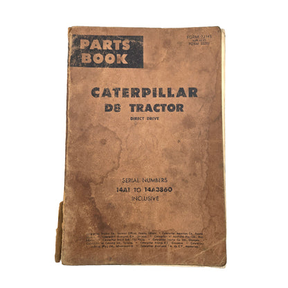 Cat Caterpillar D8 Tractor Direct Drive Parts Manual
