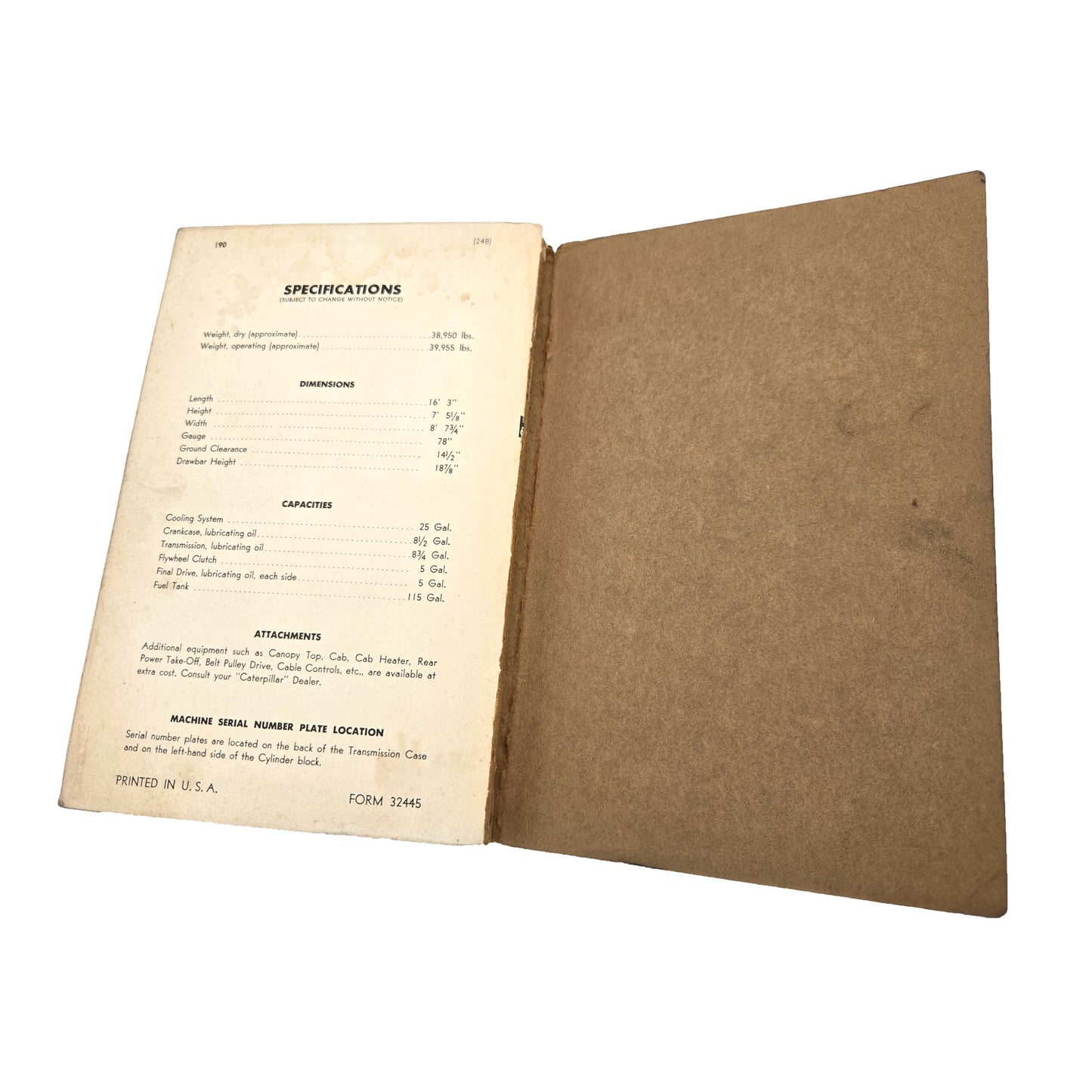 Cat Caterpillar D8 Tractor Direct Drive Parts Manual