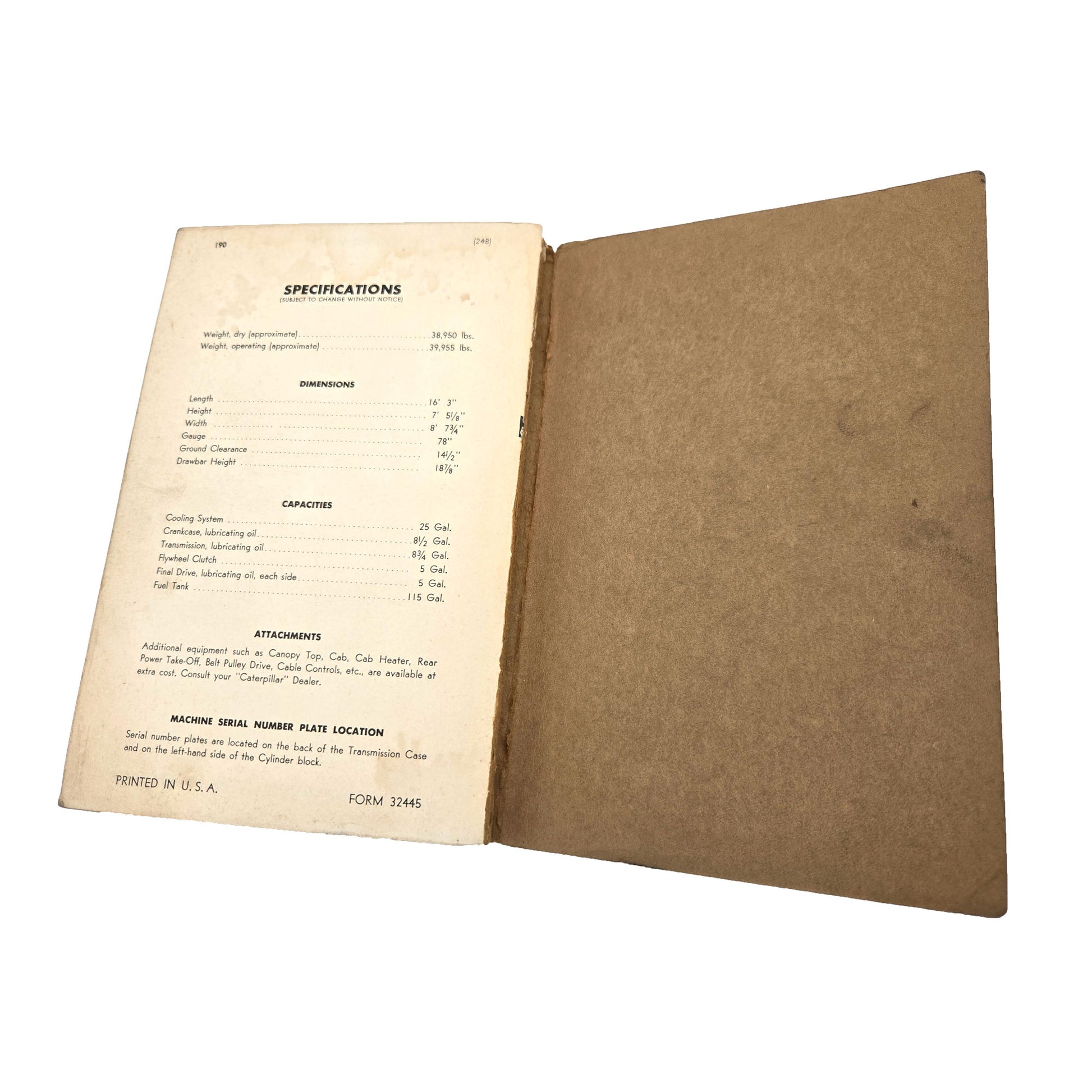 Cat Caterpillar D8 Tractor Direct Drive Parts Manual