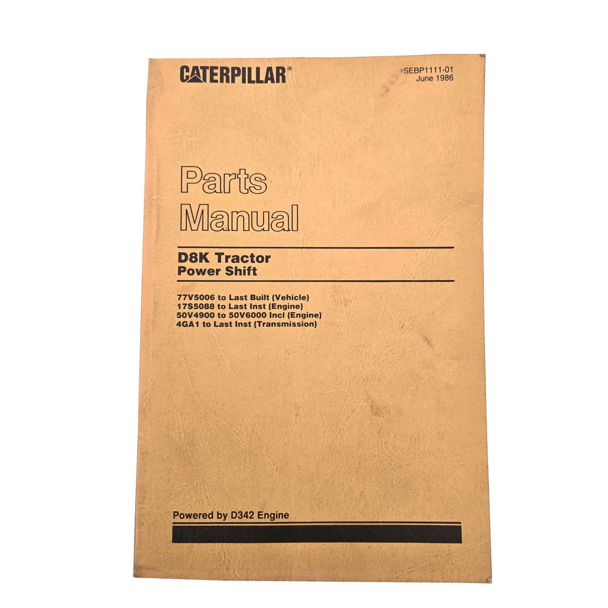 Cat Caterpillar D8K Tractor Power Shift Parts Manual 