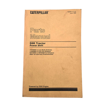 Cat Caterpillar D8K Tractor Power Shift Parts Manual 