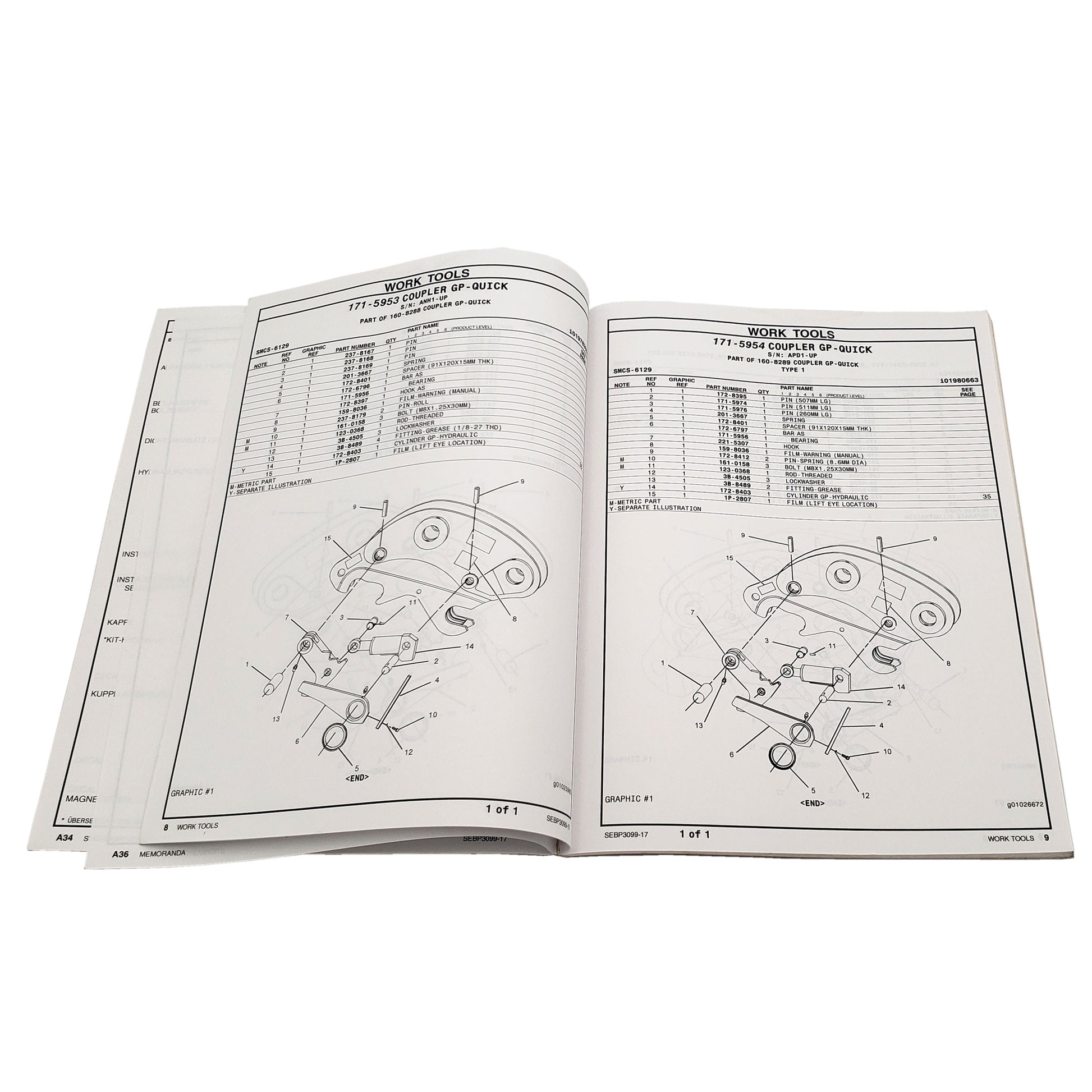 Cat Caterpillar Quick Coupler Hydraulic Pin Grabber Parts Manual Catalog